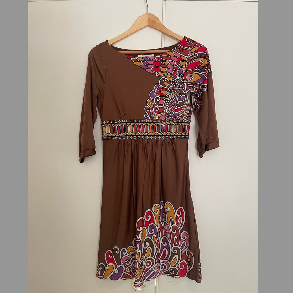 Tibi New York Brown Print Silk Dress